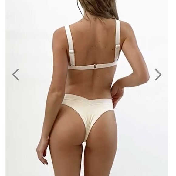 NWT OneOne Swimwear Bikini SET Pearl Cream Beige White Jesse Kameron New Ivory - Picture 8 of 16